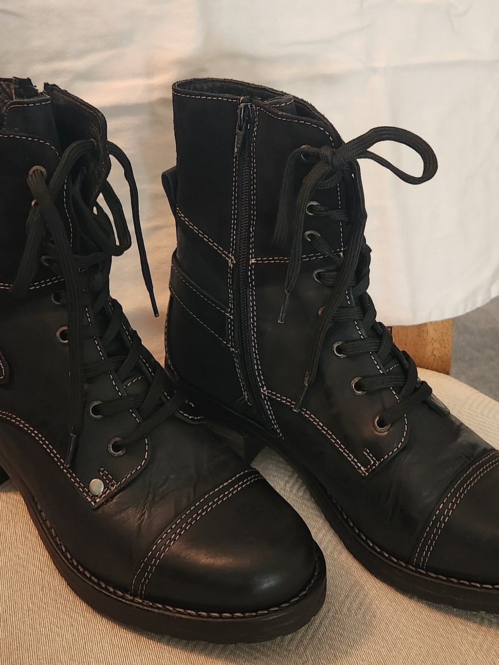 Women’s Black Lace-Up Combat Boots
